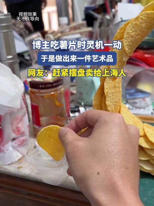 博主吃薯片时灵机一动,于是做出来一件艺术品