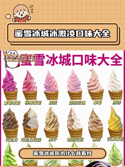 蜜雪冰城冰激凌口味大全