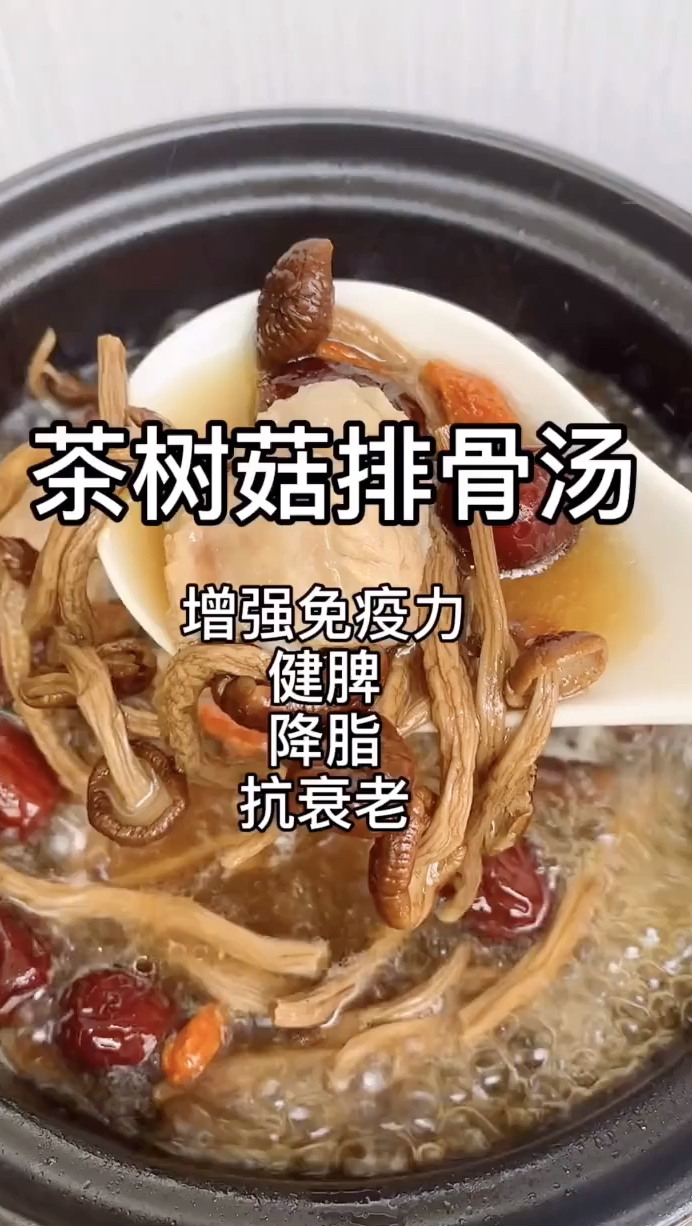 茶树菇排骨汤,高蛋白低脂肪,增强免疫力,抗衰老,多喝有益健康