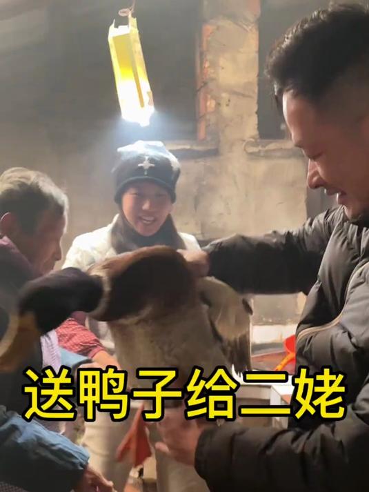 二姥年龄大了，带只鸭子给二姥吃