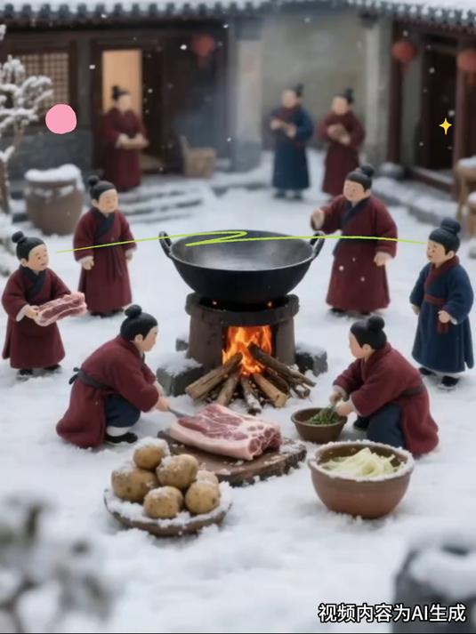 小人国制作美味的东北杀猪菜