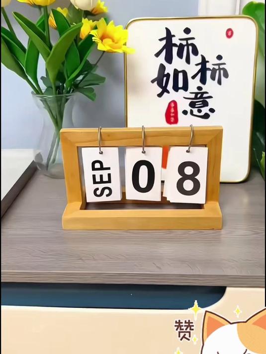 木质翻页日历!ins 风超百搭,玄关桌面当装饰小摆件
