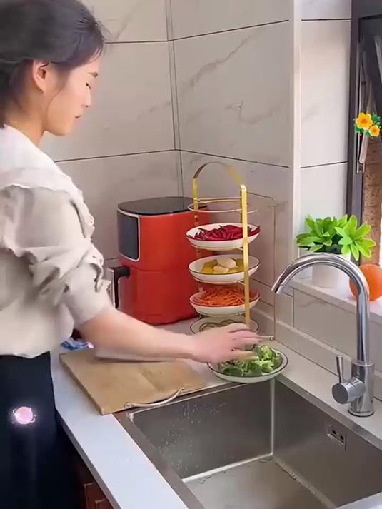 备菜效率翻倍！多层架子可叠放可移动，聚餐备餐不再手忙脚乱！