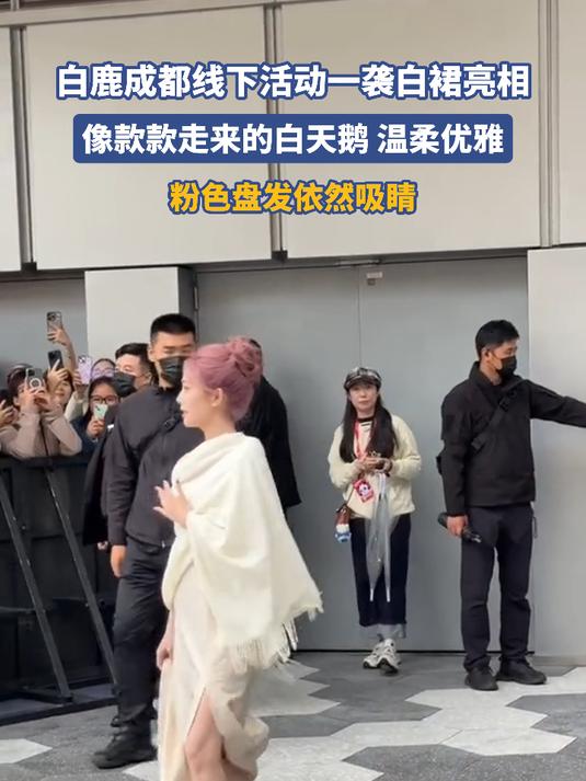 白鹿成都线下活动一袭白裙亮相,像款款走来的白天鹅 温柔优雅