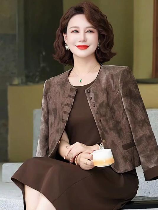 咖色套装搭配:中老年女性摆脱 “奶奶装”,尽显年轻风采