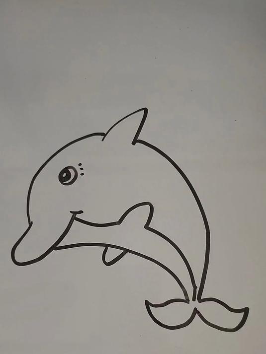 马蒂斯的画里去,简笔画教程——跳出水面的海豚