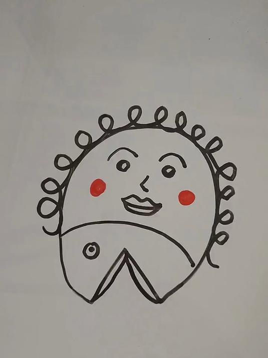简笔画教程——画一个半人半鱼的美人鱼