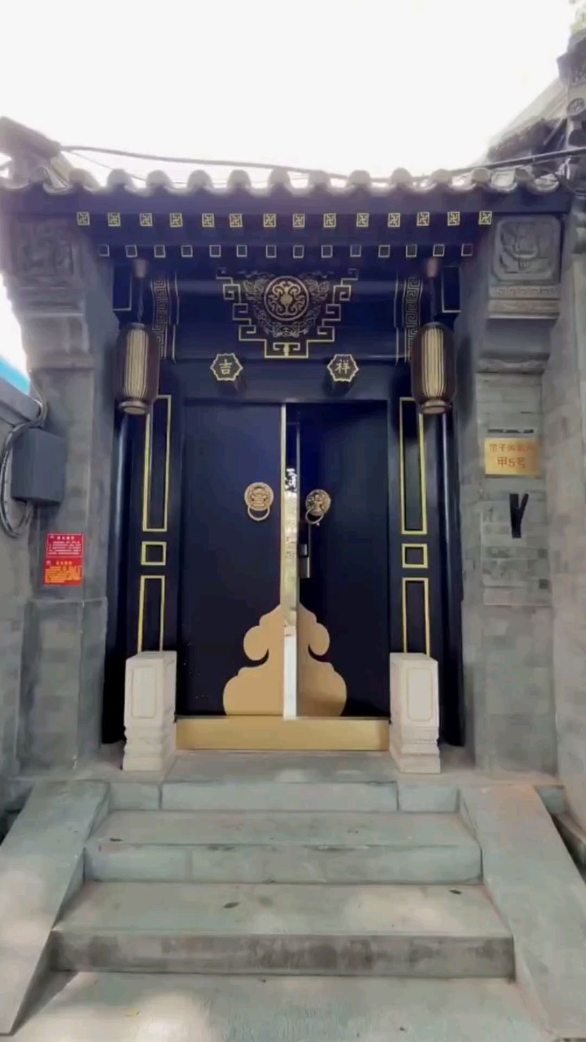 农村自建房别墅门庭院门中式四合院实木大门双开门民宿餐厅店铺门头#别墅门