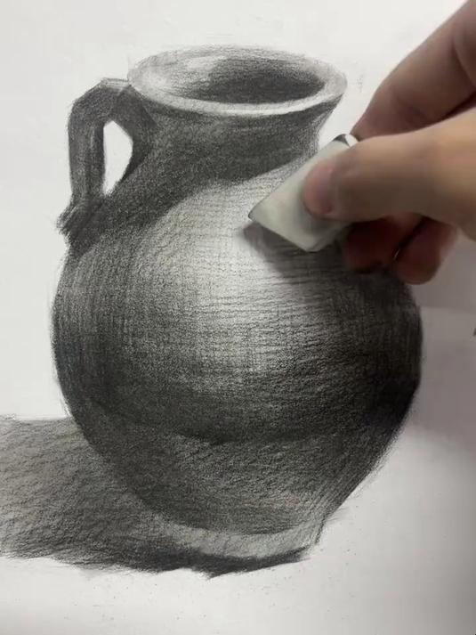 素描基础教程,陶罐