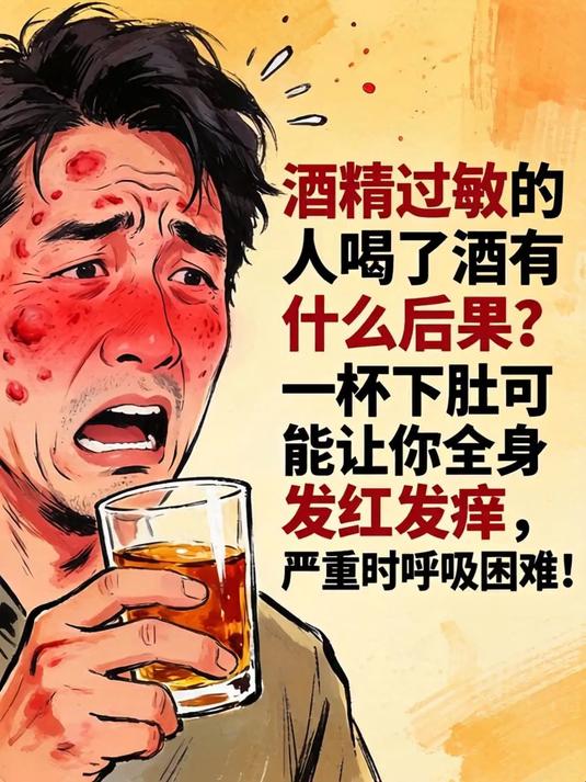 酒精过敏的人喝了酒有什么后果?一杯下肚可能让你全身发红发痒,严重时呼吸困难!