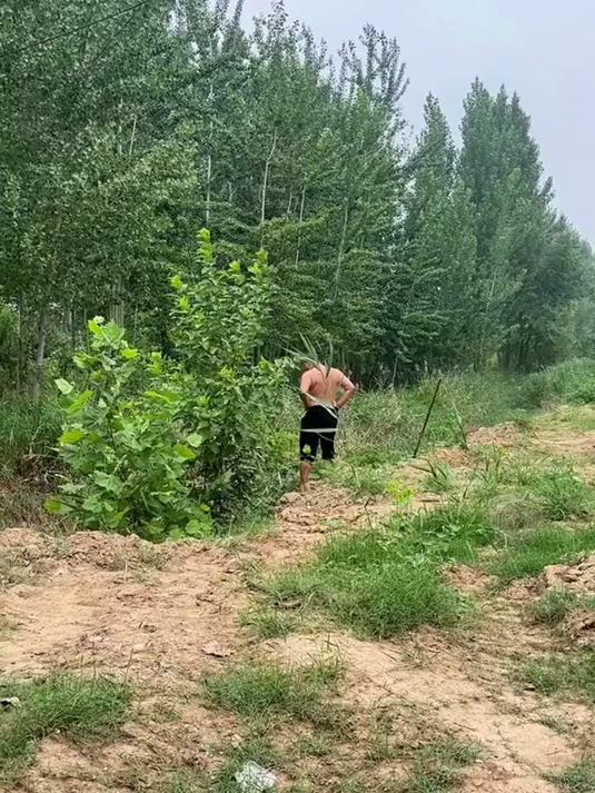 长满了水草的沟里全是鱼,今天抽干它,抓鱼,太过瘾了