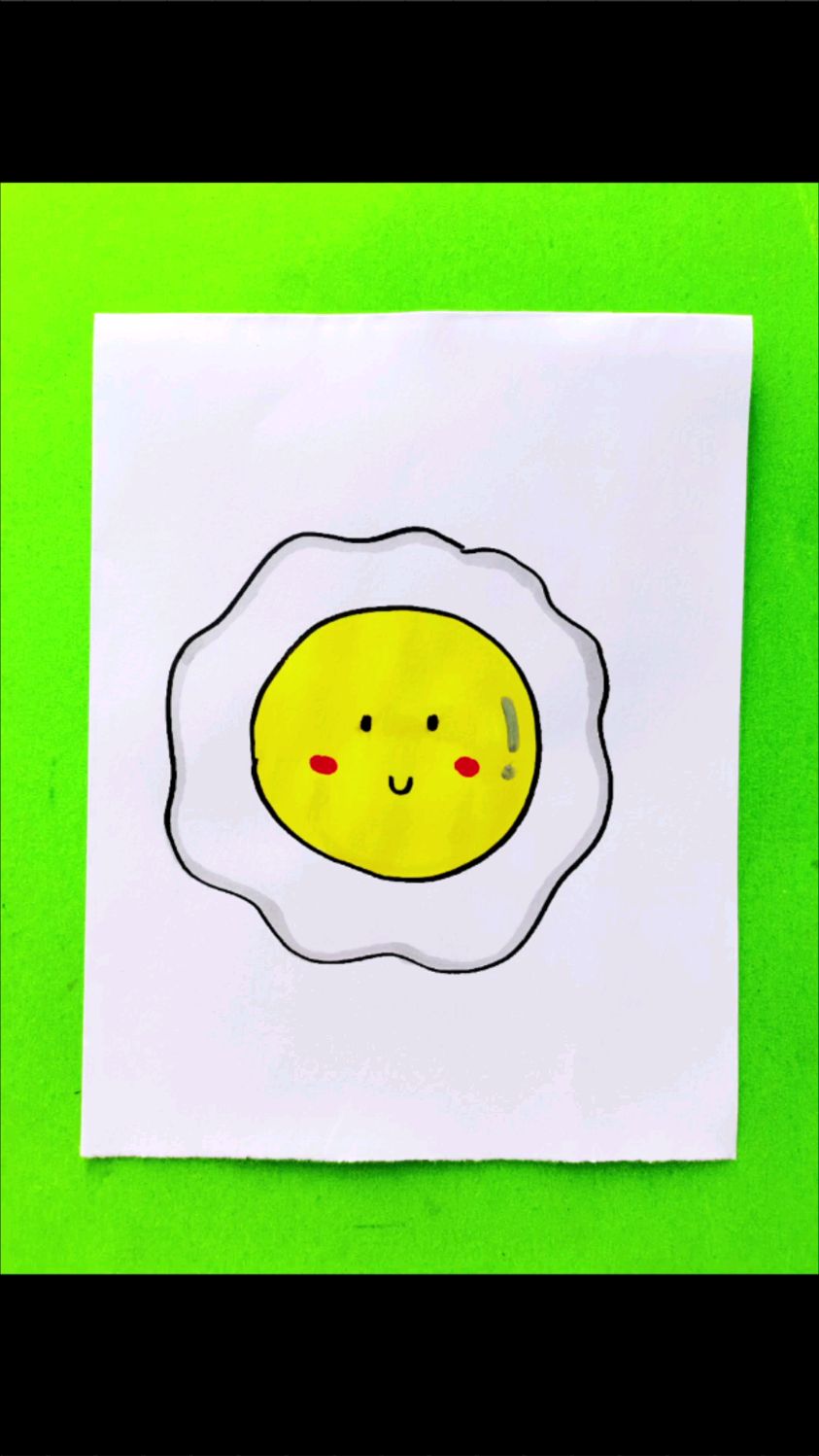 可爱的鸡蛋简笔画 ,煎蛋,儿童简笔画,创意儿童画