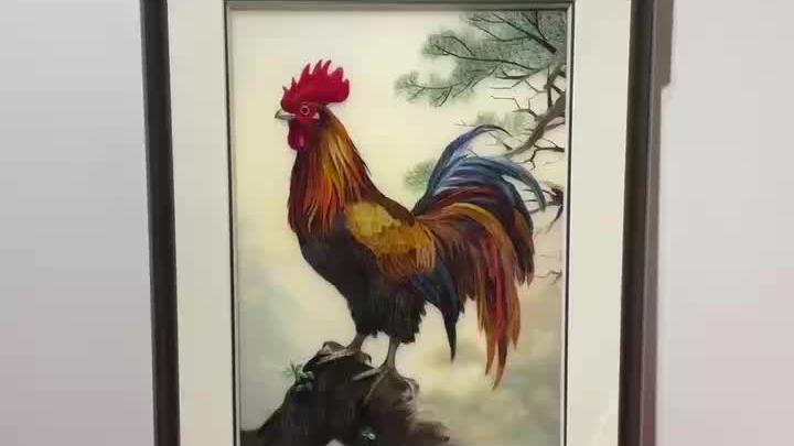 雄鸡破晓鸡鸣天下百魔蛰伏|苏绣·金鸡图