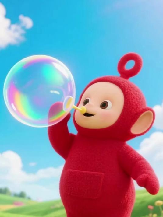 天线宝宝快乐地吹泡泡