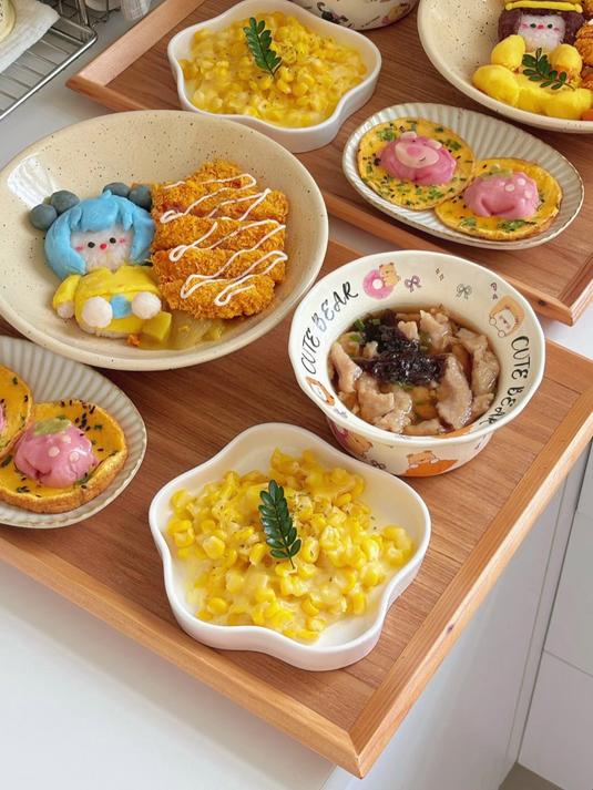 小朋友午餐芝士玉米+咖喱鸡排饭+福鼎肉片