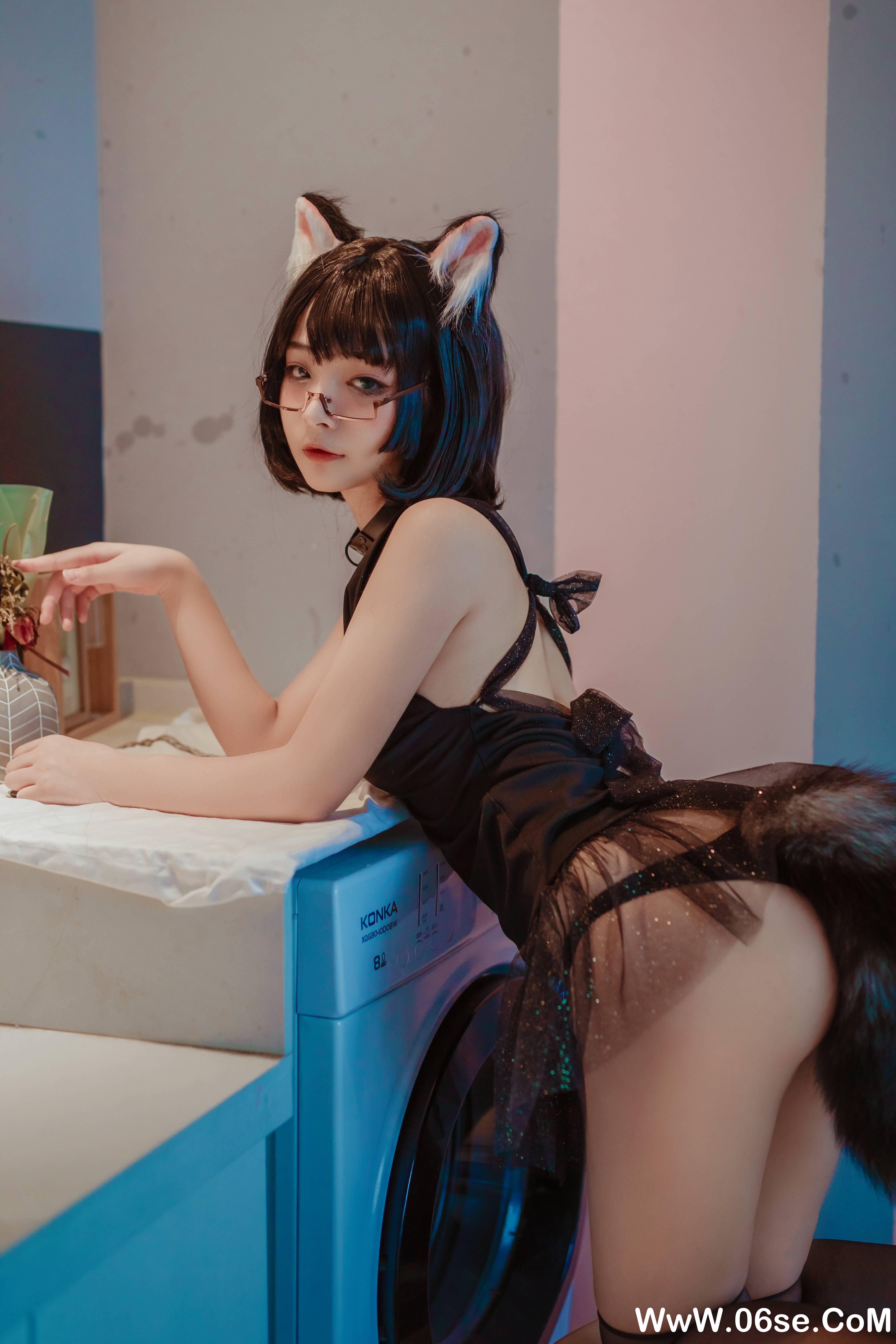 图片[6]-yuuhui玉汇 NO.001 — 猫猫头黑裙子[10P110M]-六色网