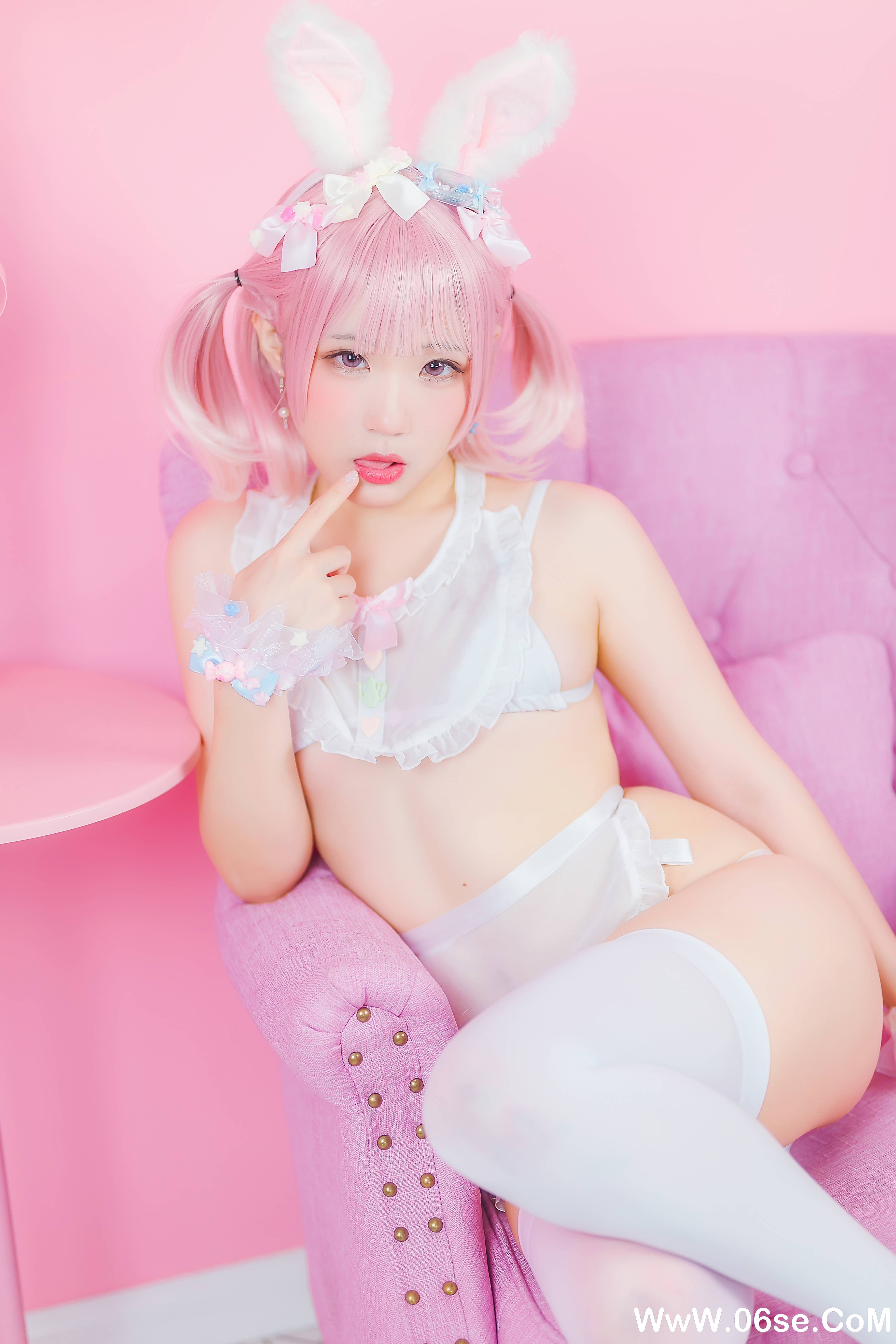 Mime弥美 NO.005 - 白粉色兔女郎[30P201M]-六色网