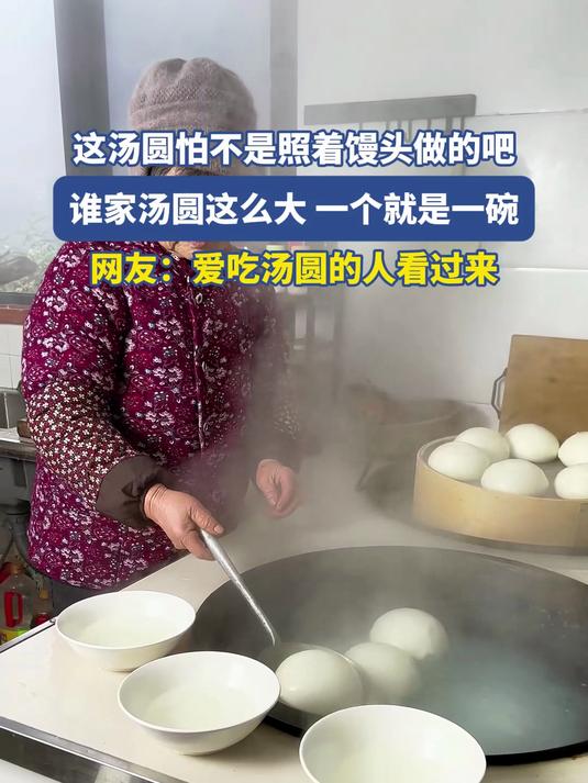 这汤圆怕不是照着馒头做的吧,谁家汤圆这么大 一个就是一碗