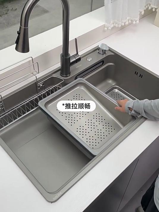 箭牌聚宝盆Pro厨房水槽304不锈钢洗菜盆瀑布大单槽日式洗碗