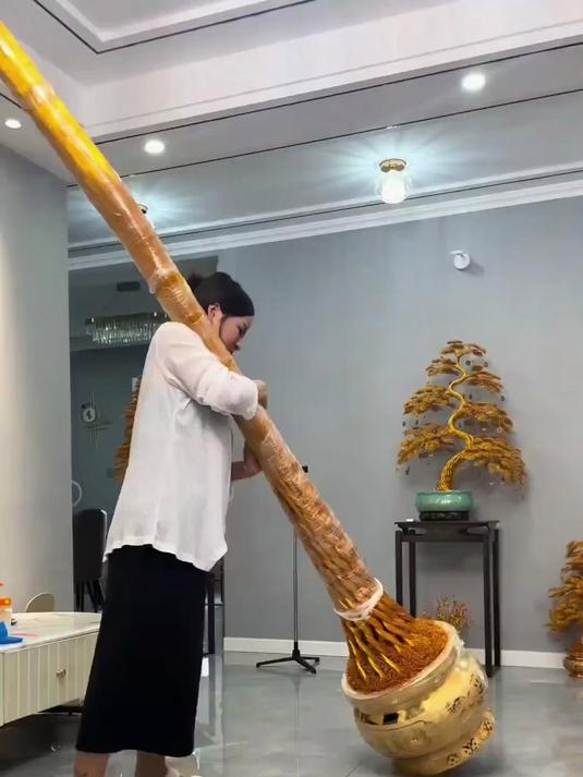 中式纯手工编织发财树摆件工艺品招财树电视柜装饰品店铺开业