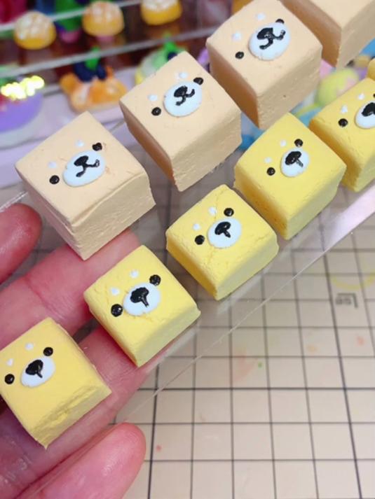 超轻粘土教程丨小熊小方甜品