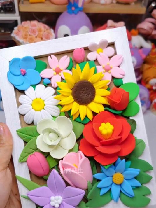 超简单的花花立体粘土画,适合新手宝宝快冲