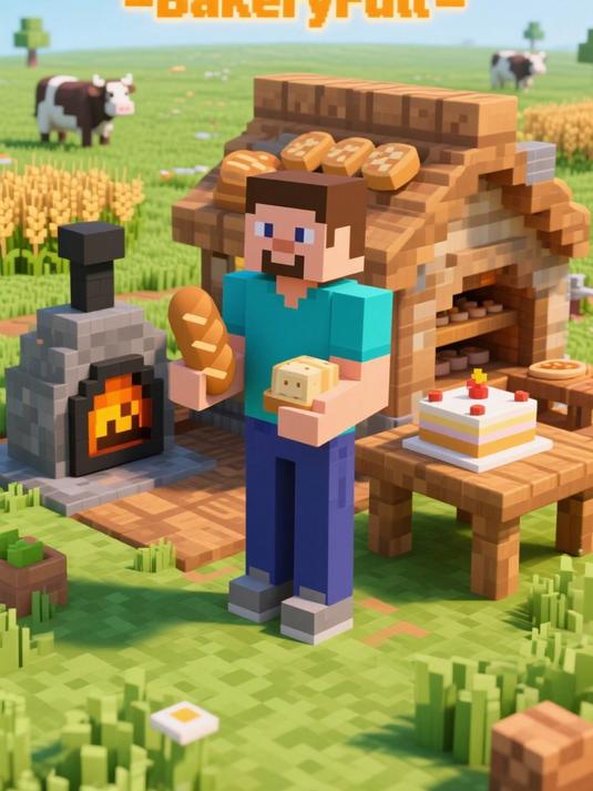 #游戏寒假爆肝季第一期#《我的世界》建面包房 烤面包蛋糕 游戏实用乐趣