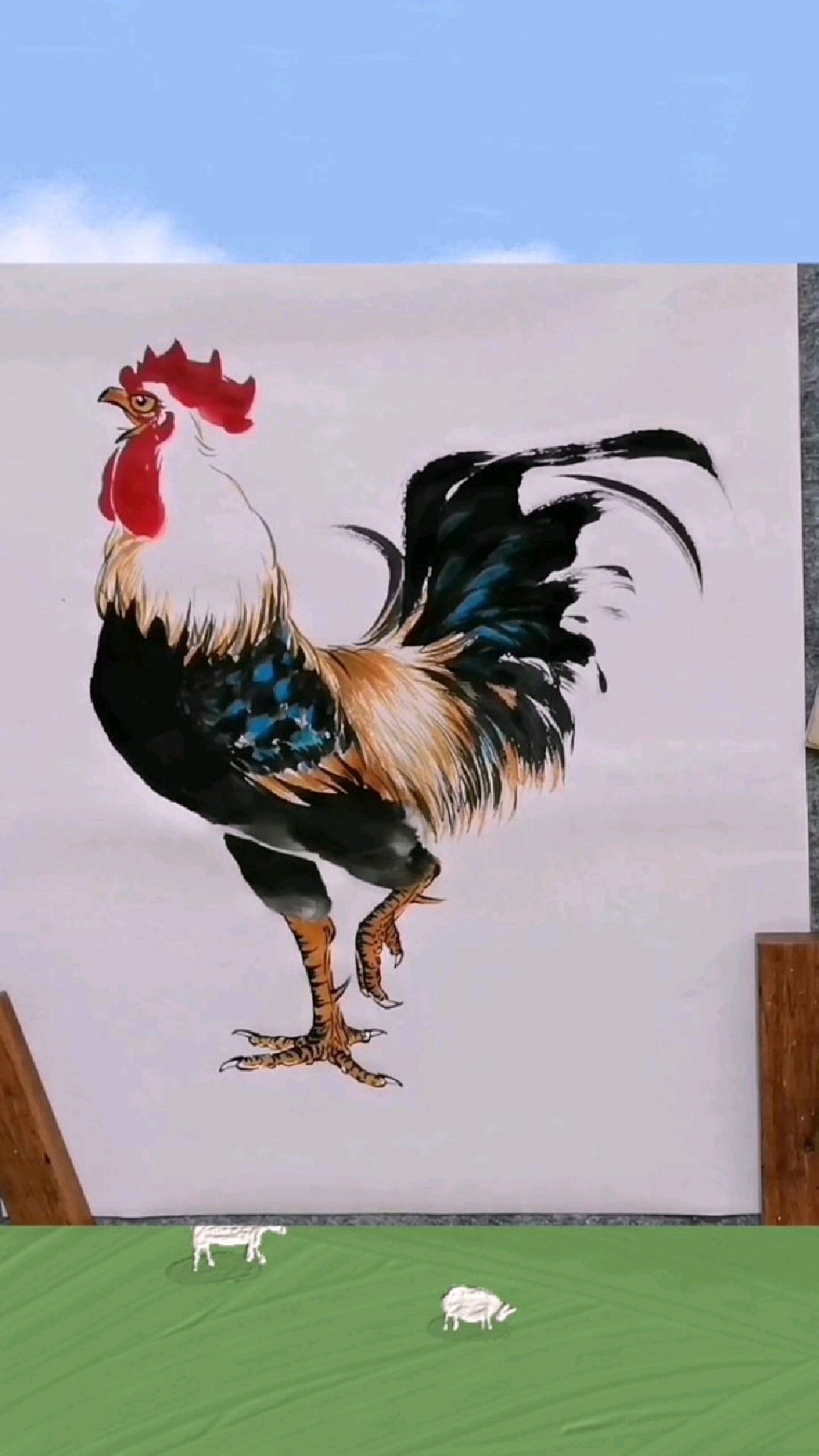 王兴民国画公鸡:这样画公鸡才漂亮