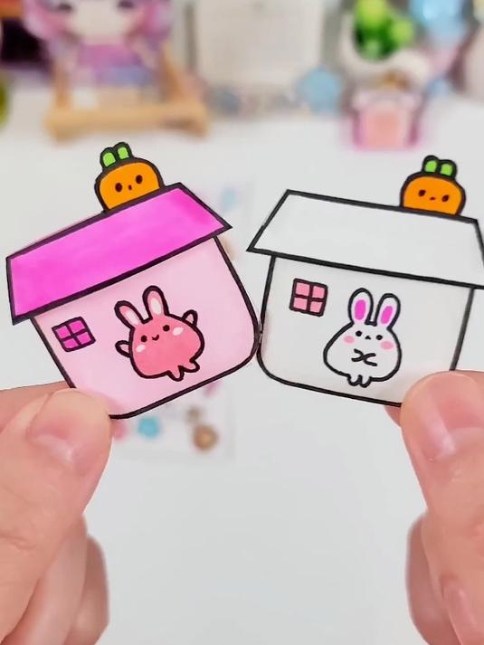 制作粉色兔子屋贴纸