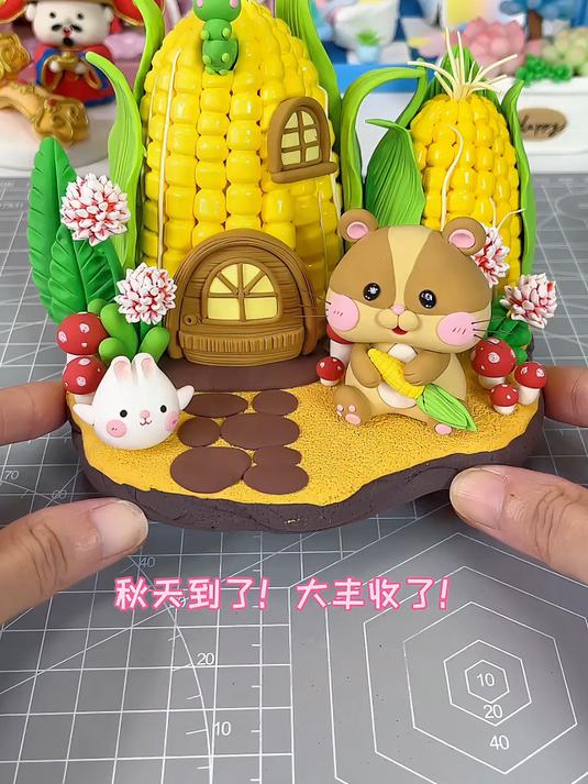 秋天的玉米小屋，超轻粘土创意粘土