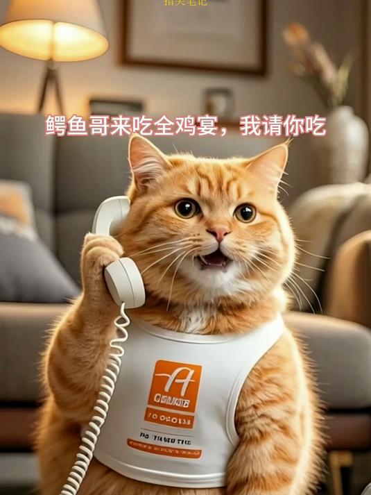橘猫请鳄鱼吃饭,然而
