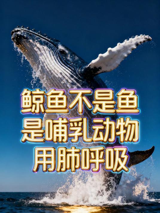鲸鱼不是鱼，是哺乳动物，用肺呼吸#科普#
