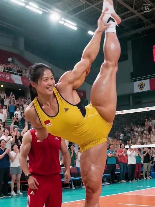 哇塞！排球场上这位姑娘神啦，金鸡独立来个高难度动作
