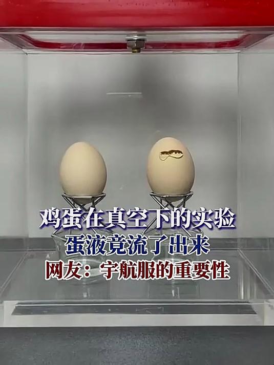 鸡蛋在真空下的实验，蛋液竟流了出来，网友：宇航服的重要性
