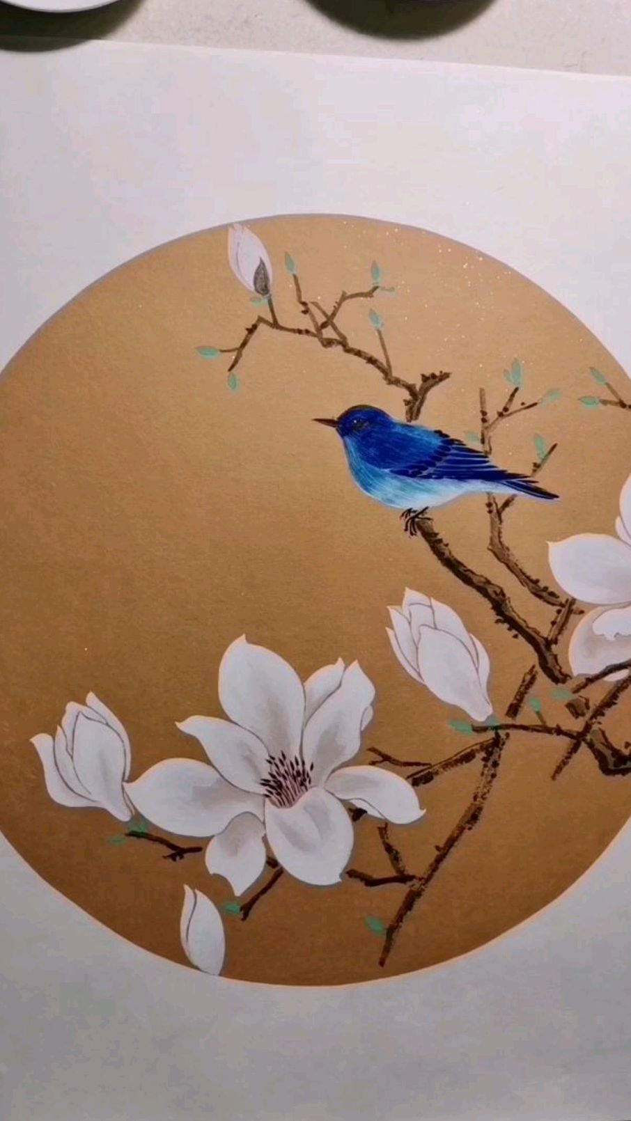 没骨法画玉兰花