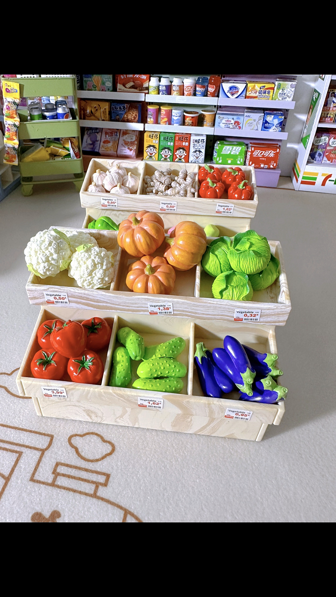 可爱微缩蔬菜货架收纳