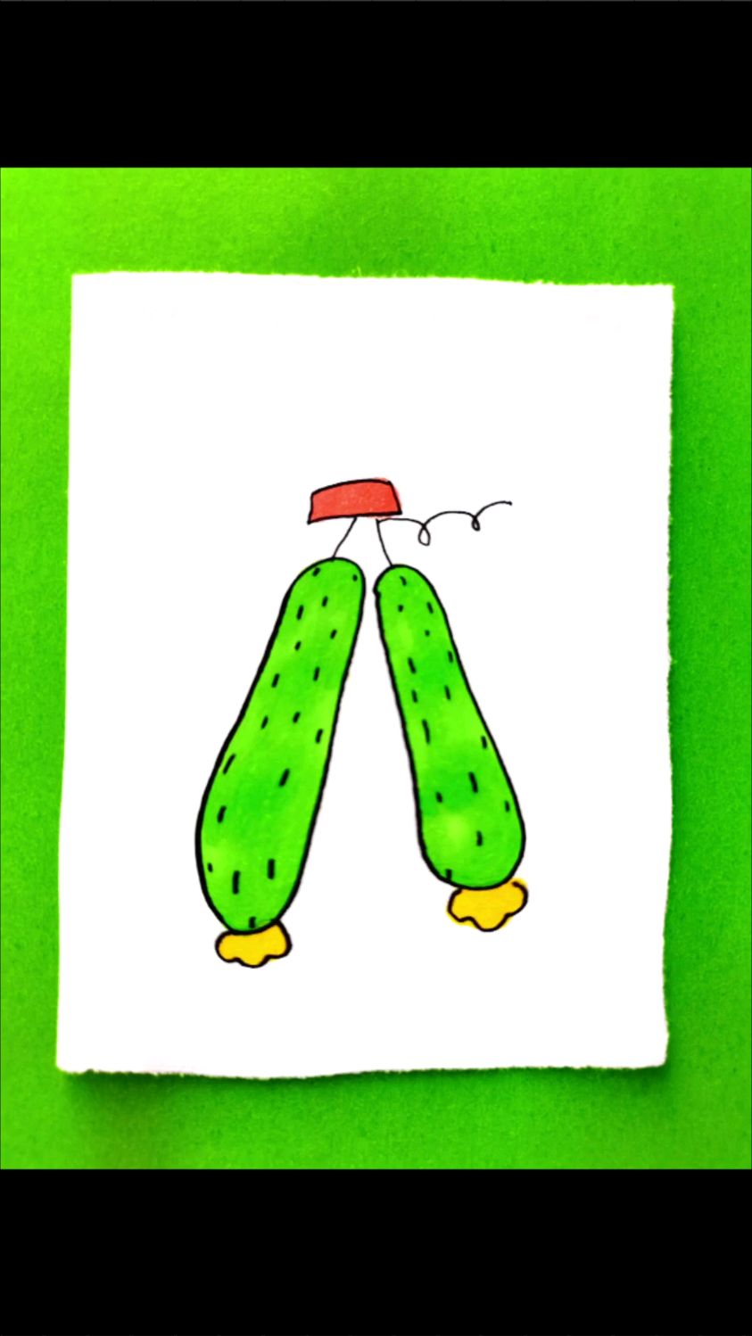 一起画好吃的黄瓜儿童画,超好画 ,蔬菜简笔画 ,儿童简笔画黄瓜