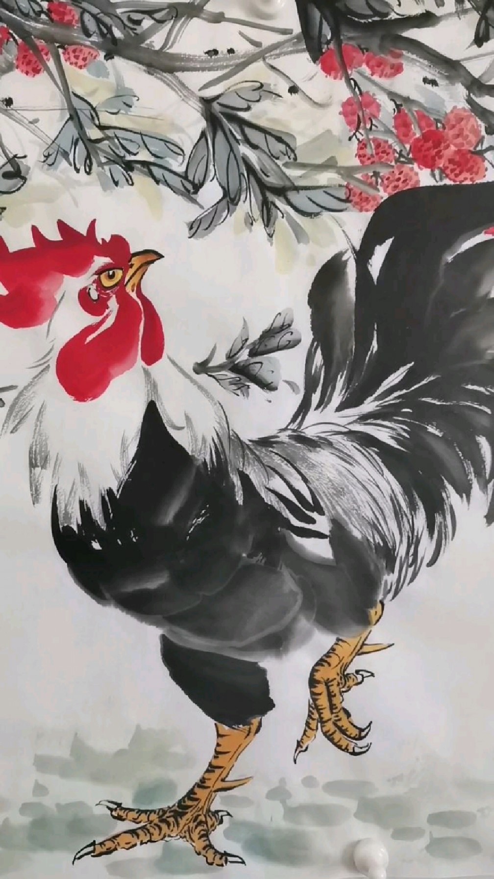 王兴民国画公鸡:大吉大利,可结缘
