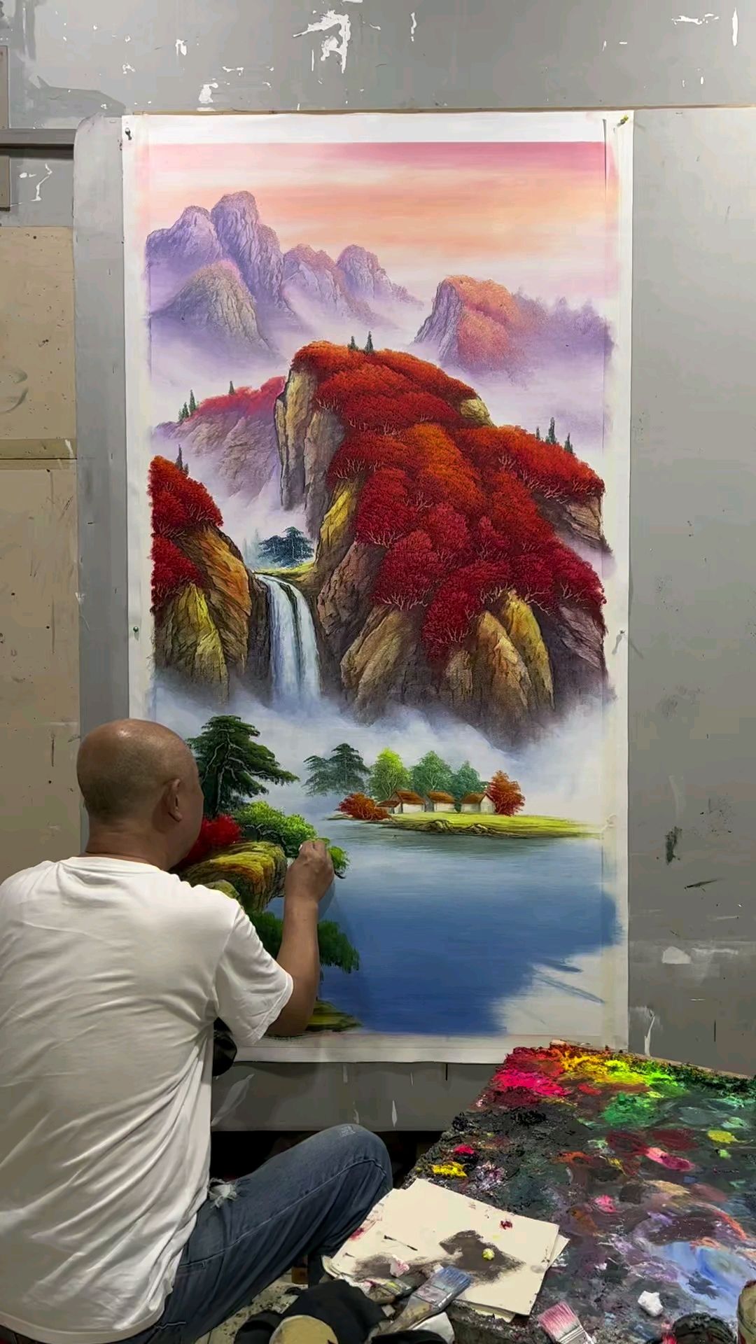 中式山水风景画鸿运当头聚财画