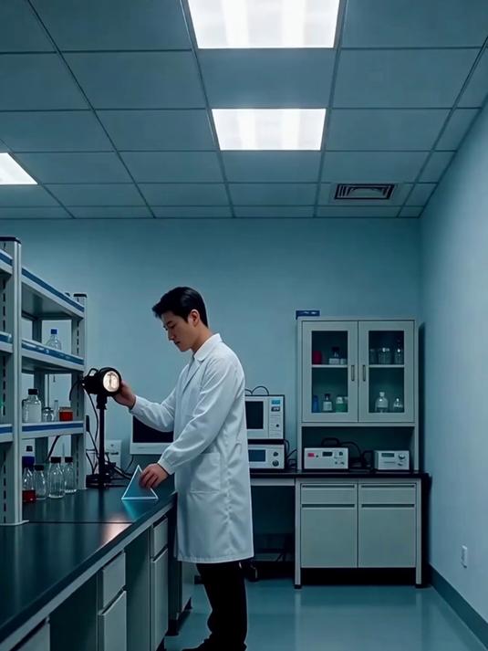 三棱镜揭秘光谱奥秘，光的折射展现彩虹，自然色彩源于科学