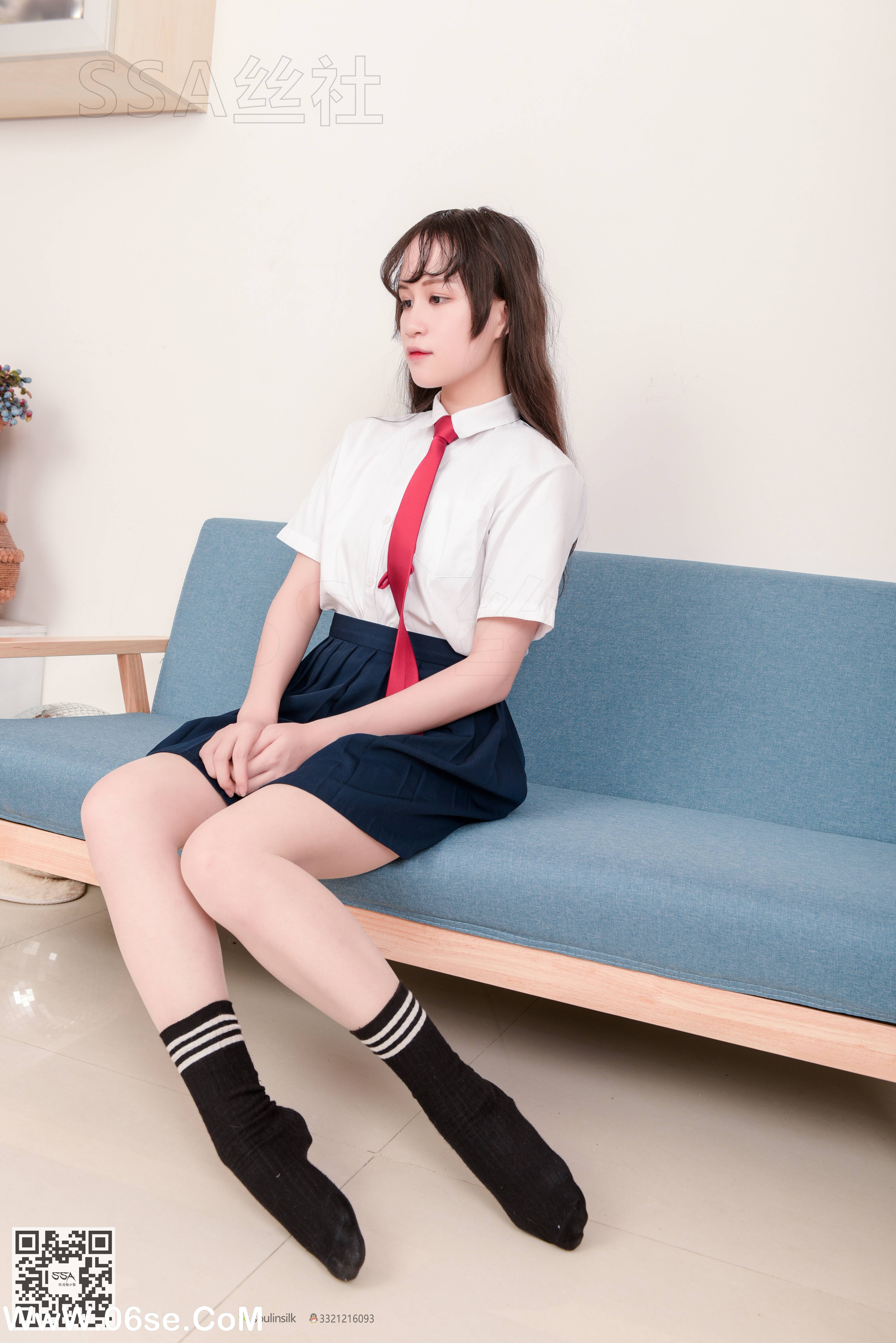 图片[83]-[SSA丝社] NO.141 丹丹 JK制服黑色半膝袜肉丝穿搭示范[133P2.09G]-六色网