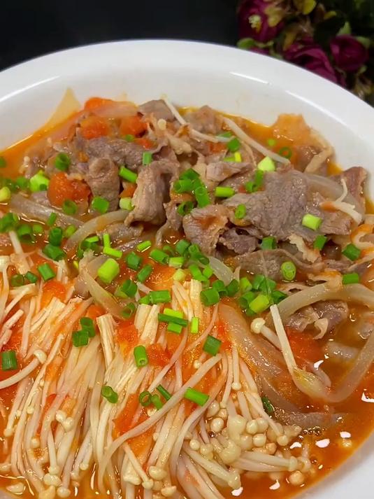 金针菇肥牛的做法,像我这样做汤都不会剩