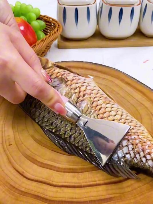 杀鱼再也不麻烦！不锈钢手动鱼鳞刨，家用厨房刮鳞工具锋利又安全
