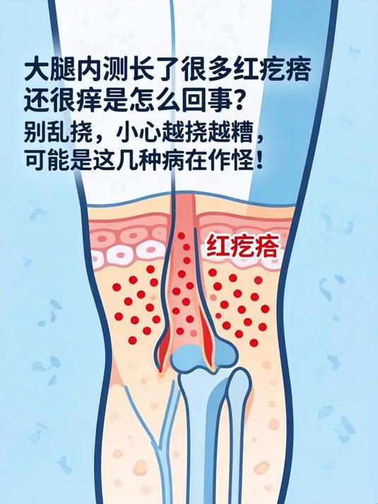 大腿内侧长了很多红疙瘩还很痒是怎么回事?别乱挠,小心越挠越糟,可能是这几种病在作怪!