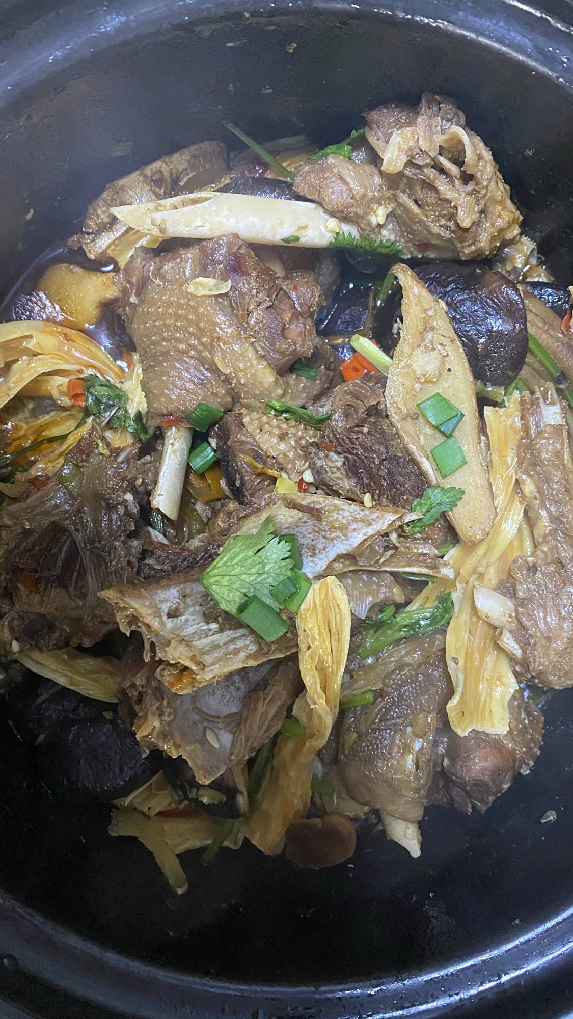 今日晚餐鸭肉煲,玉米杏鲍菇鸭汤