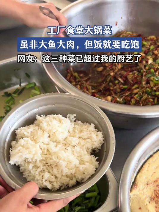 工厂食堂大锅菜,虽非大鱼大肉,但饭就要吃饱