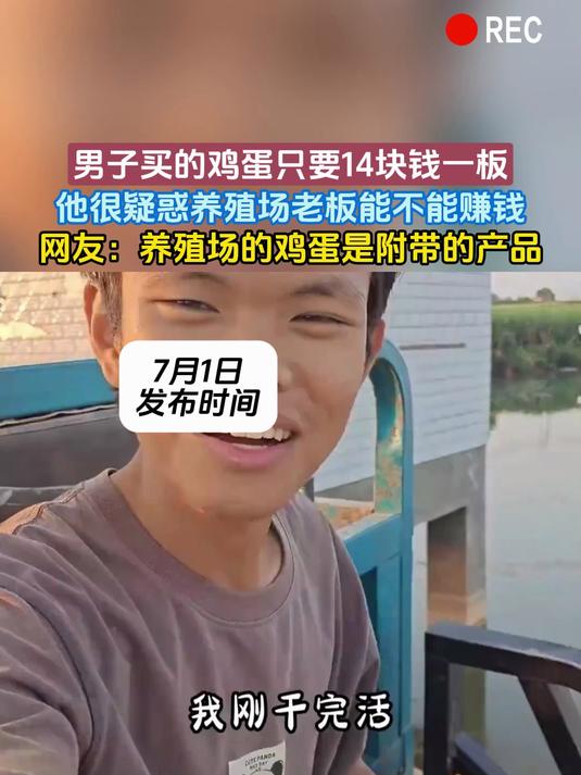 男子买的鸡蛋只要14块钱一板，他很疑惑养殖场老板能不能赚钱，网友：养殖场的鸡蛋是附带的产品