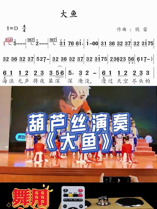 胡芦丝演奏经典歌曲《大鱼》动态伴奏有声简谱