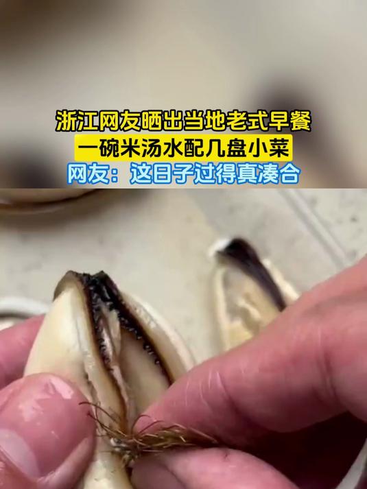 浙江网友晒出当地老式早餐,一碗米汤水配几盘小菜,网友:这日子过得真凑合