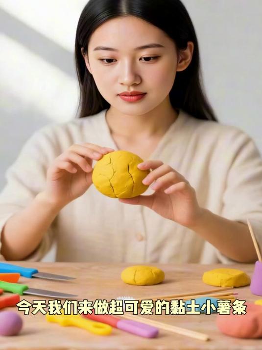 黏土捏小薯条，金黄酥脆超诱人～